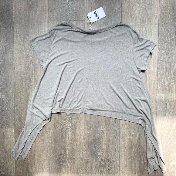 Revolve LNA Ribbon Tee Top T-Shirt Asymmetric Hem Short Sleeve Tie up side Small - Picture 10 of 16